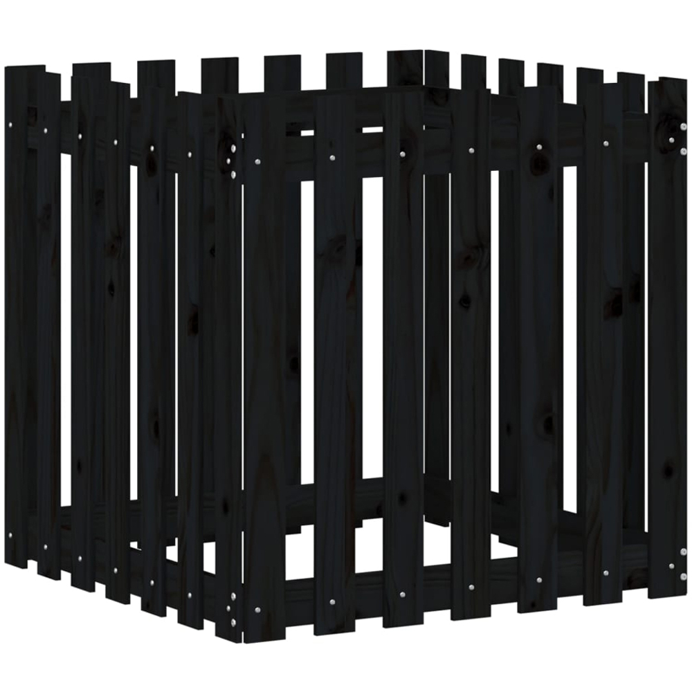 vidaXL Black Pine Wood Garden Planter 70 x 70 x 70cm Image 1