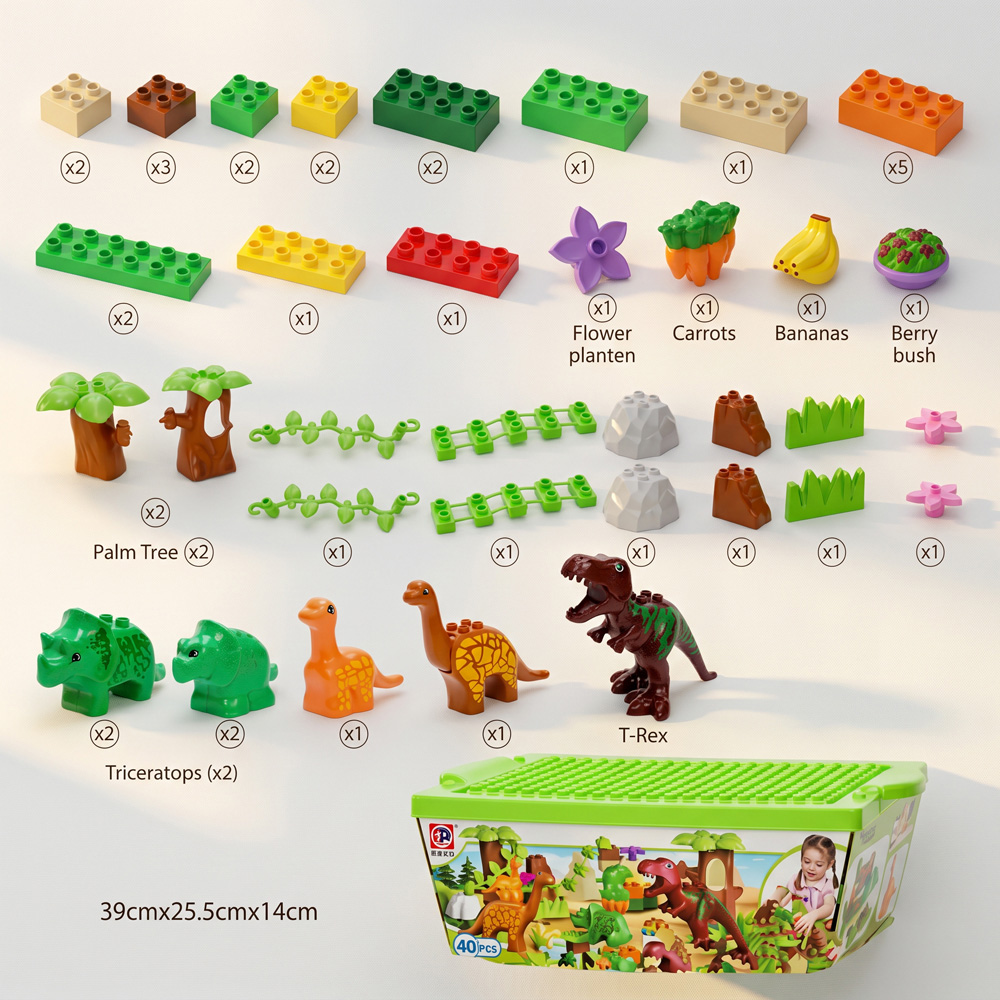 Willowmare 40-Piece Dinosaur Assembling Building Blocks Set Image 6