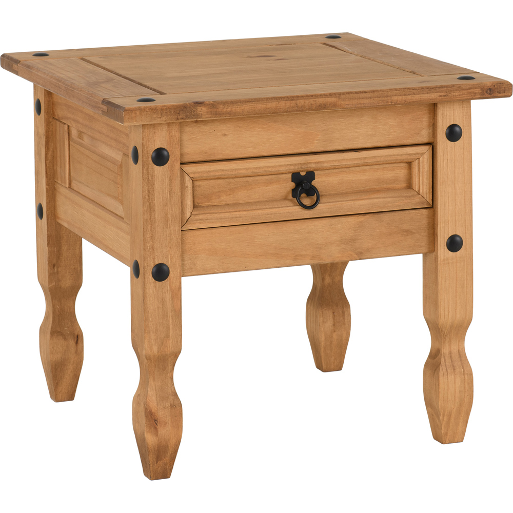Seconique Corona Single Drawer Distressed Waxed Pine Lamp Table Image 2