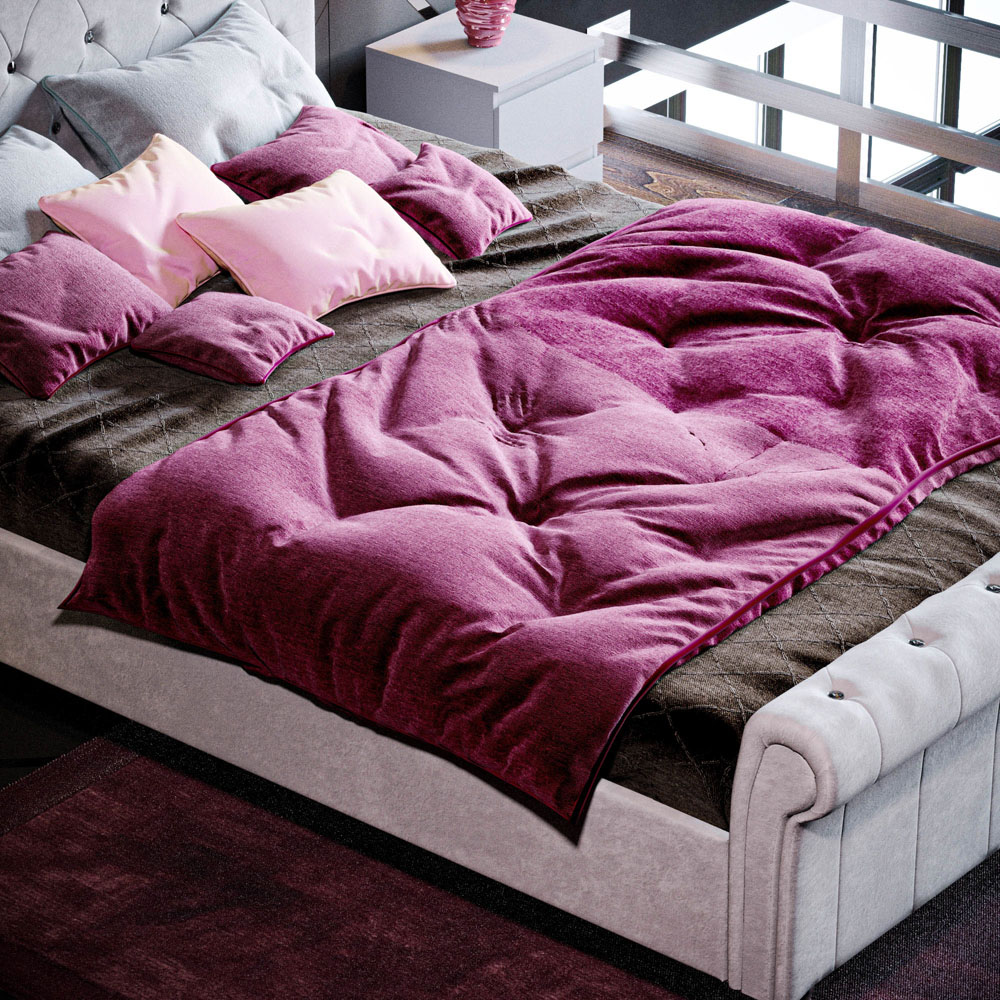 Vida Designs Violetta Double Light Grey Velvet Bed Frame Image 6