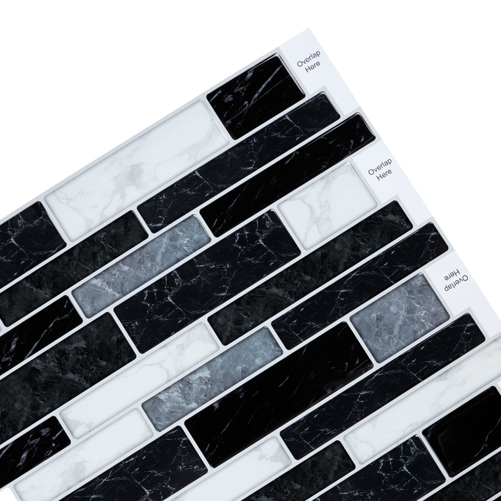 Living and Home Brick Effect Black and White Self Adhesive Wall Sticker 10 Pack Image 4