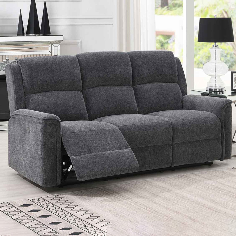 Eastside 3 Seater Dark Grey Power Recliner Sofa Image 1
