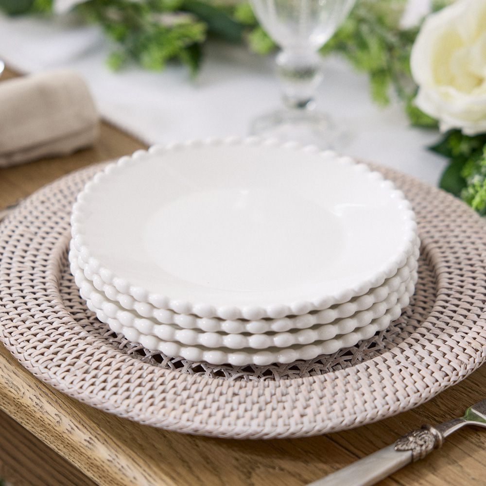 Dibor Beaded White 4 Piece Side Plate Set Image 2
