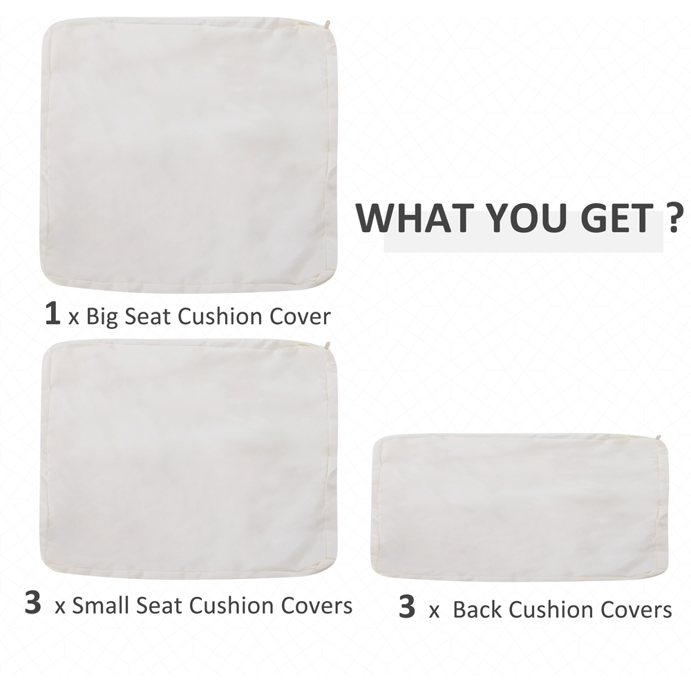 Outsunny White Rattan Furniture Cushion Cover Replacement Set 7 Pack Image 4