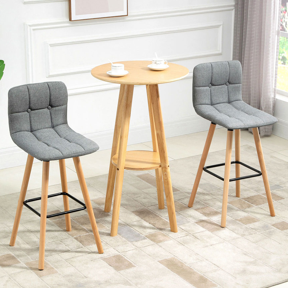 Portland Grey Button-Tufted Armless Bar Stool Set of 2 Image 1