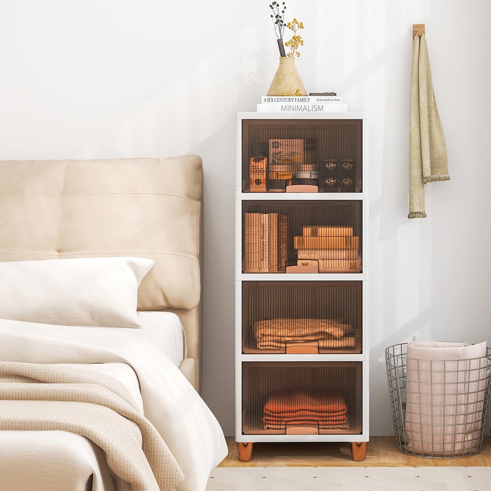 Costway 4 Drawer White Stackable Storage Bins Image 4
