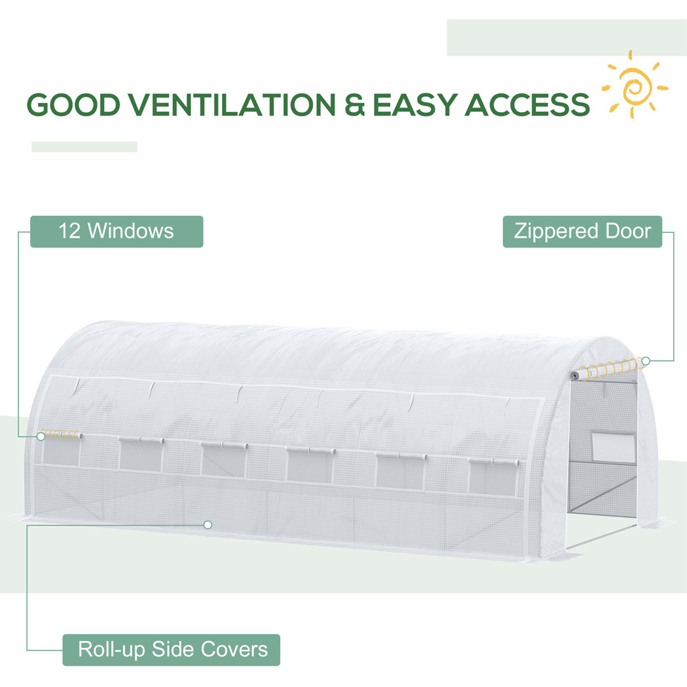 Outsunny White Plastic 10 x 19.5ft Polytunnel Greenhouse Image 4