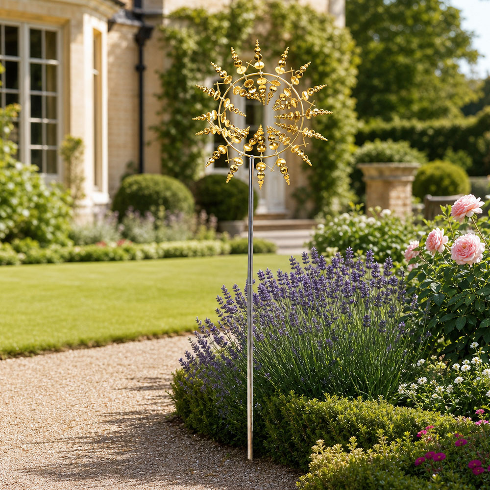 Living and Home Gold Metal Wind Spinner Garden Decoration Image 2