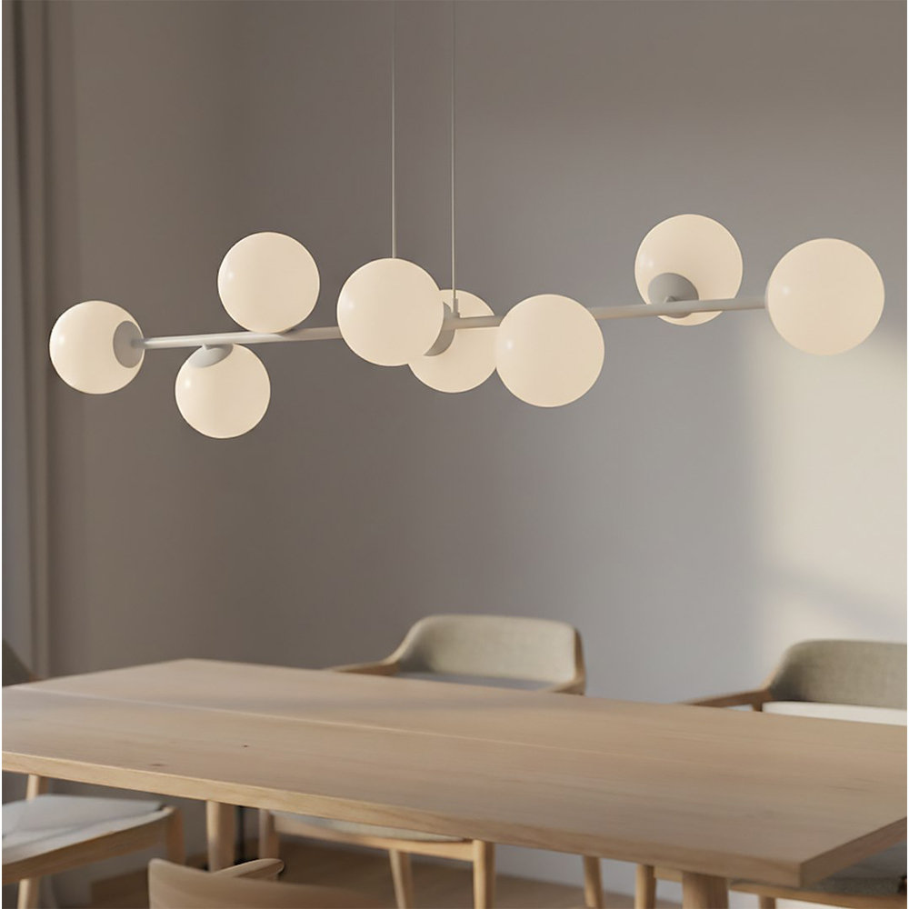 Emibig Magnus 8 Light Grey with Opal Finish E14 Ceiling Pendant Light Image 4