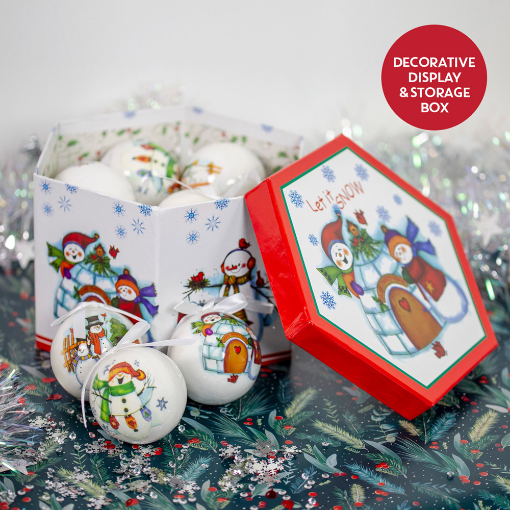 The Christmas Workshop Snowmen Decoupage Bauble 14 Pack Image 8