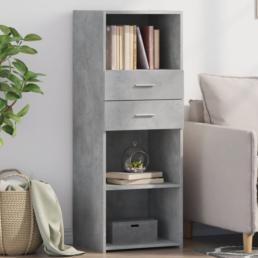 vidaXL 2 Drawer 3 Shelf Concrete Grey Highboard Image 1