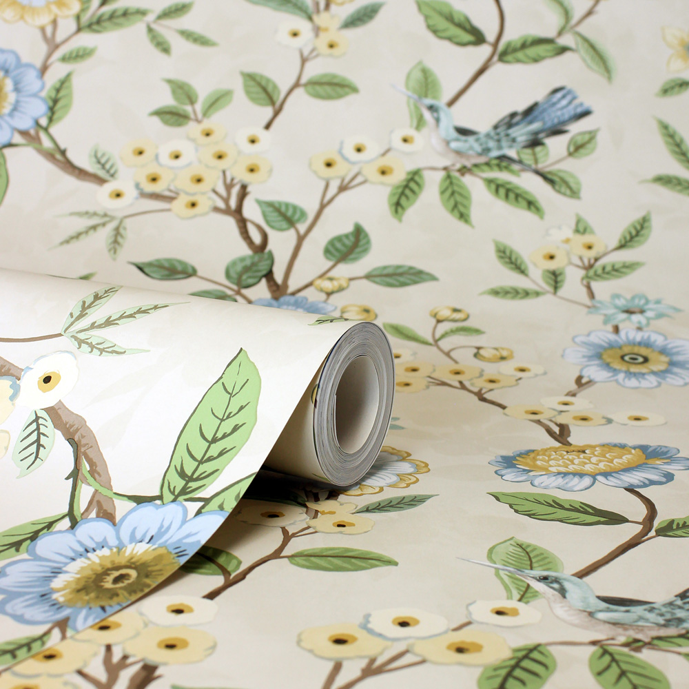 Fine Decor Eleanor Floral Natural Wallpaper Image 2