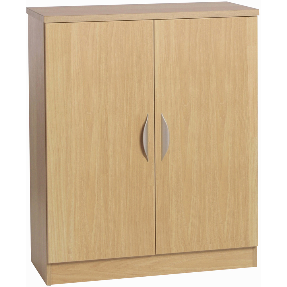 R White Cabinets 2 Door Classic Oak Mid Height Cupboard Image 2