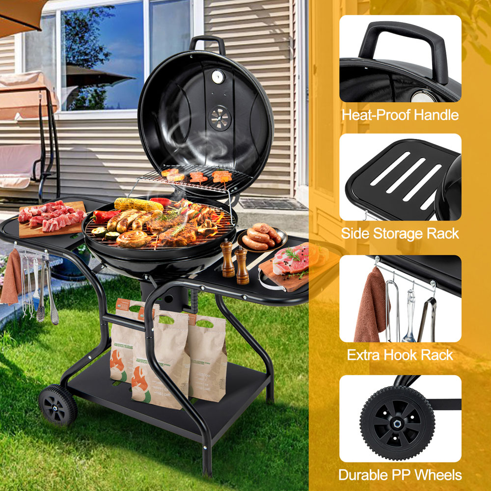 Costway Black Outdoor Barbecue Charcoal Grill Image 5