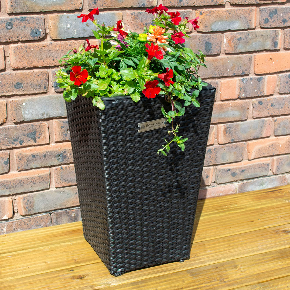 Rowlinson Black Rattan Square Planter 32cm 2 Pack Image 2