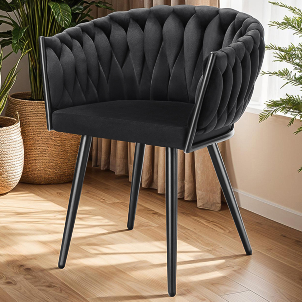 Tectake Astana Set of 6 Black Dining Chair Image 1