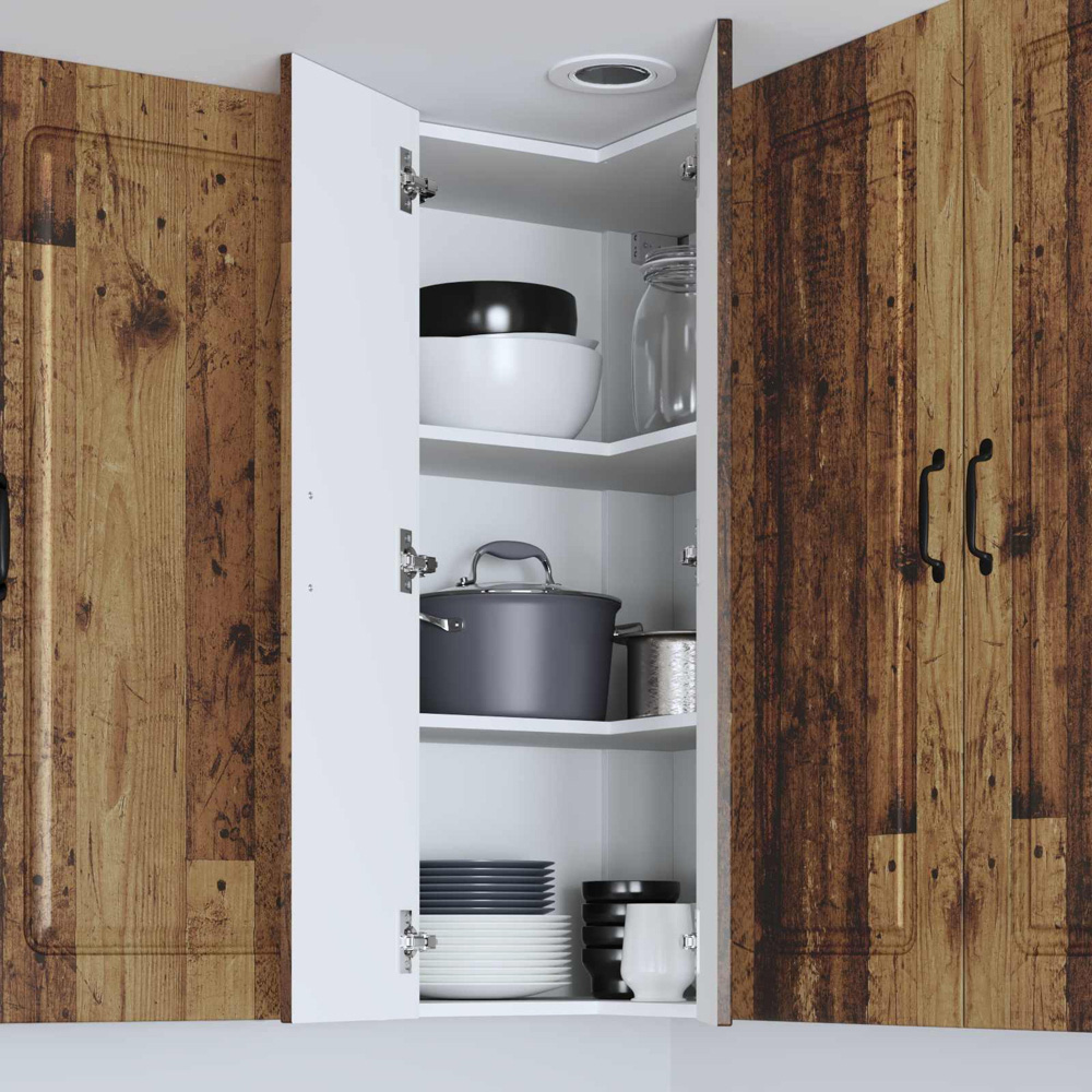 vidaXL 2 Door Old Wood Kitchen Wall Corner Cabinet Image 9