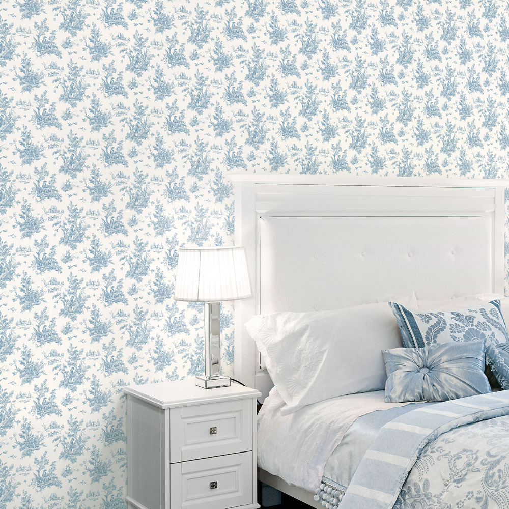 Galerie Abby Rose 4 Blue and White Wallpaper Image 2