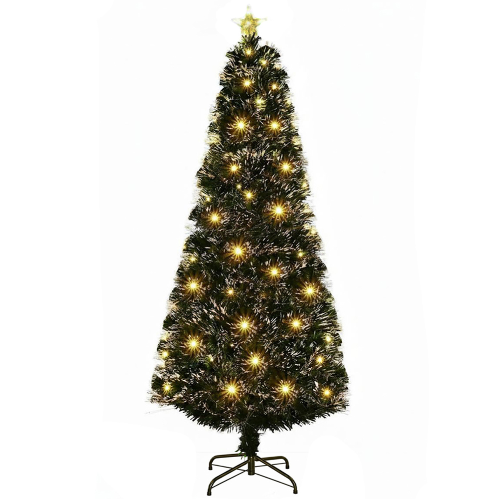 The Christmas Centre 50 Warm White LED Green Fibre Optic Artificial Xmas Tree 5ft Image 1