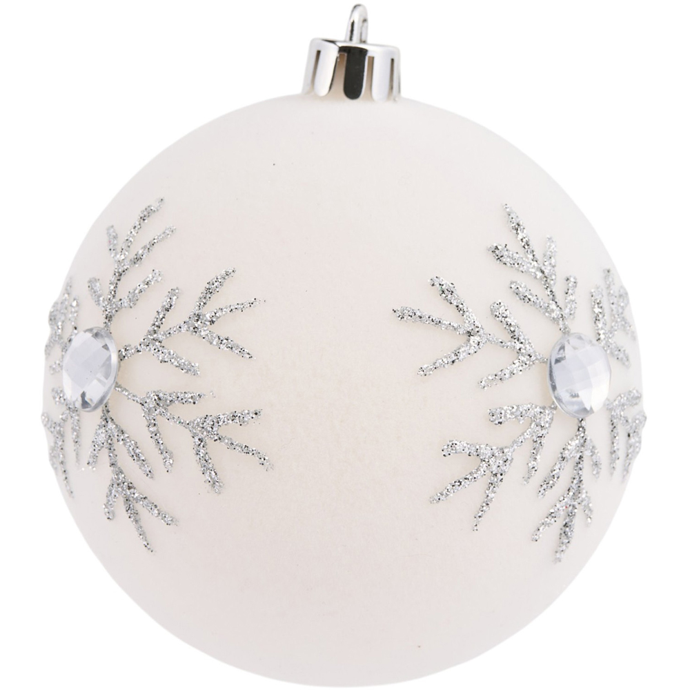 Pack of 3 Glitter Snowflake Baubles White Image 3