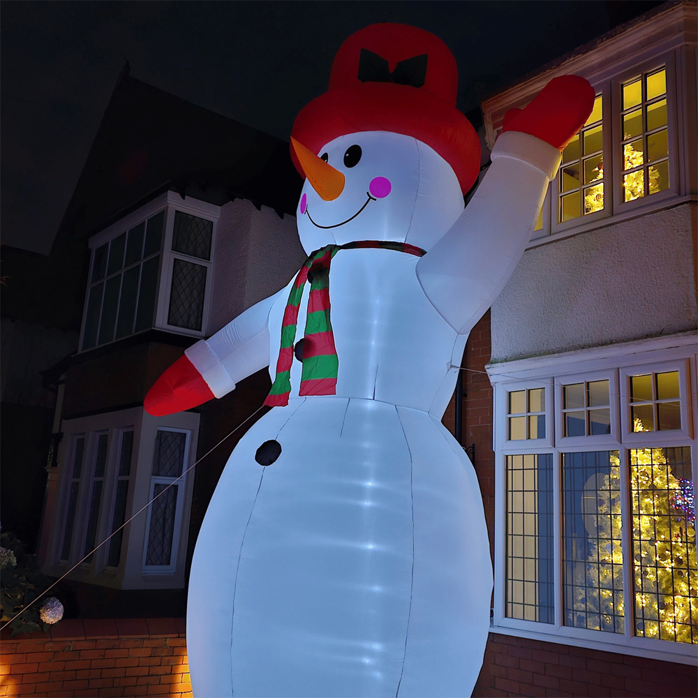 Samuel Alexander Snowman with Raised Arm Light Up Inflatable Christmas Decoration 20ft Image 2