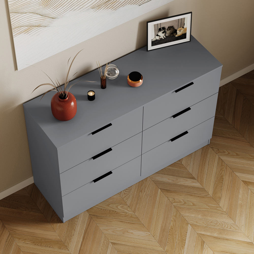 VIDA DESIGNS Trega 6 Drawer Grey Chest of Drawers Image 4