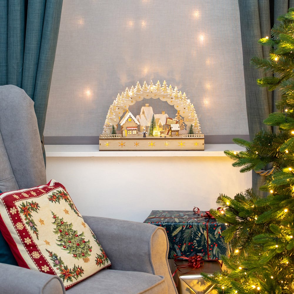 The Christmas Workshop LED Wooden Christmas House Scene Decoration Image 2