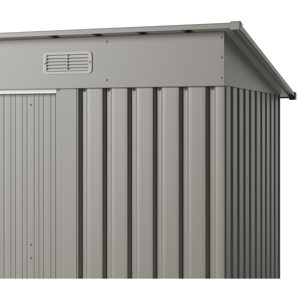Living and Home 4 x 8ft Grey Metal Pent Garden Tool Shed with Foundation Image 6