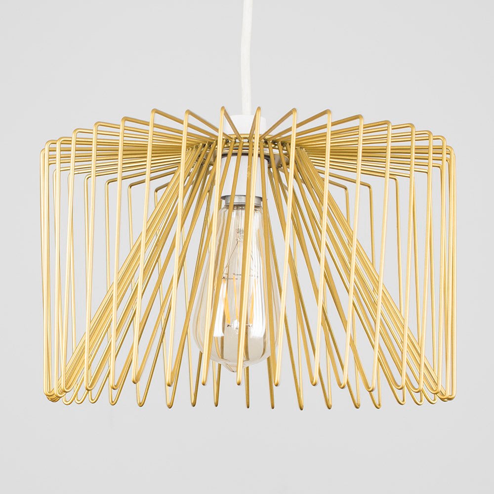 ValueLights Amadeus Gold Wire Pendant Shade Image 3