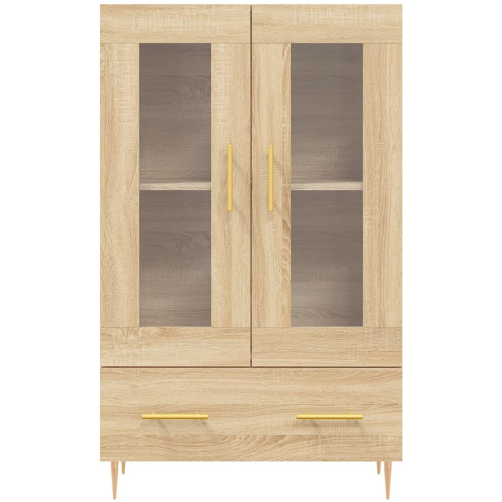 vidaXL 2 Glass Door Single Drawer Sonoma Oak Highboard Image 6
