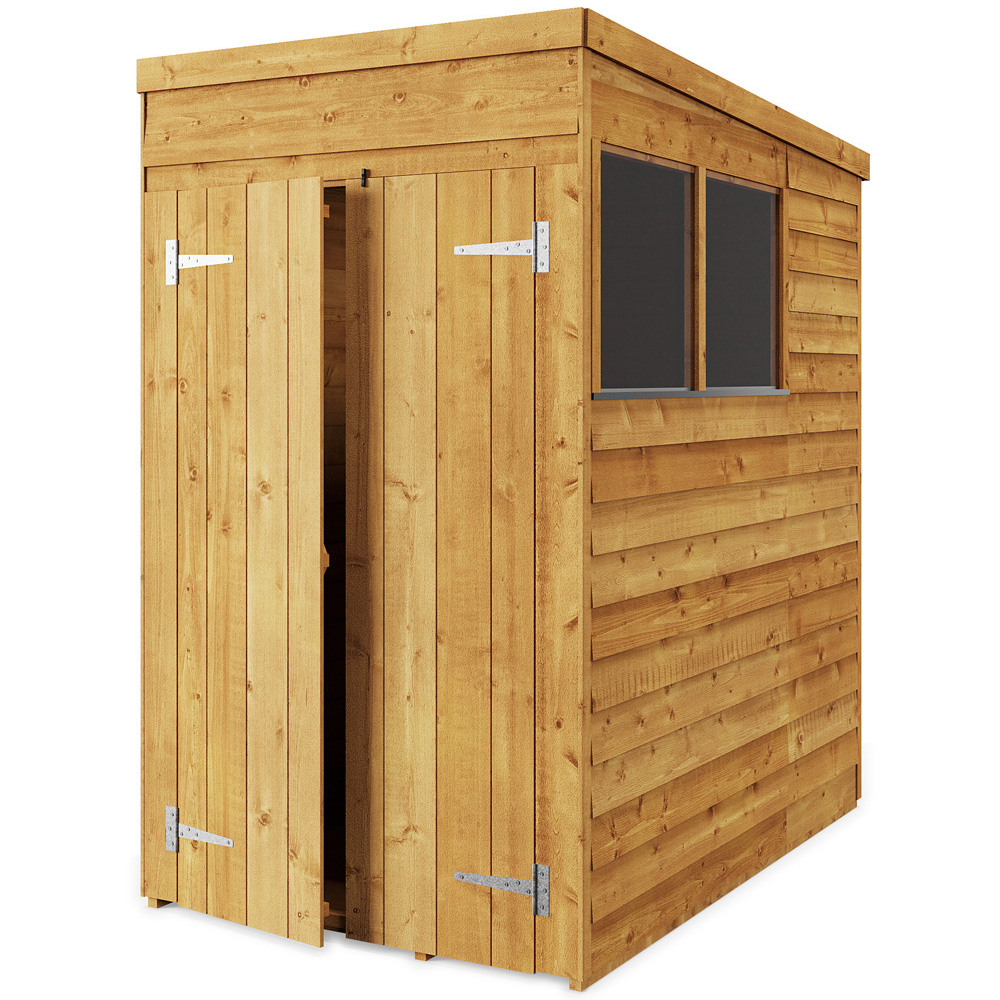 StoreMore 4 x 6ft Double Door Overlap Pent Shed with Window Image 1