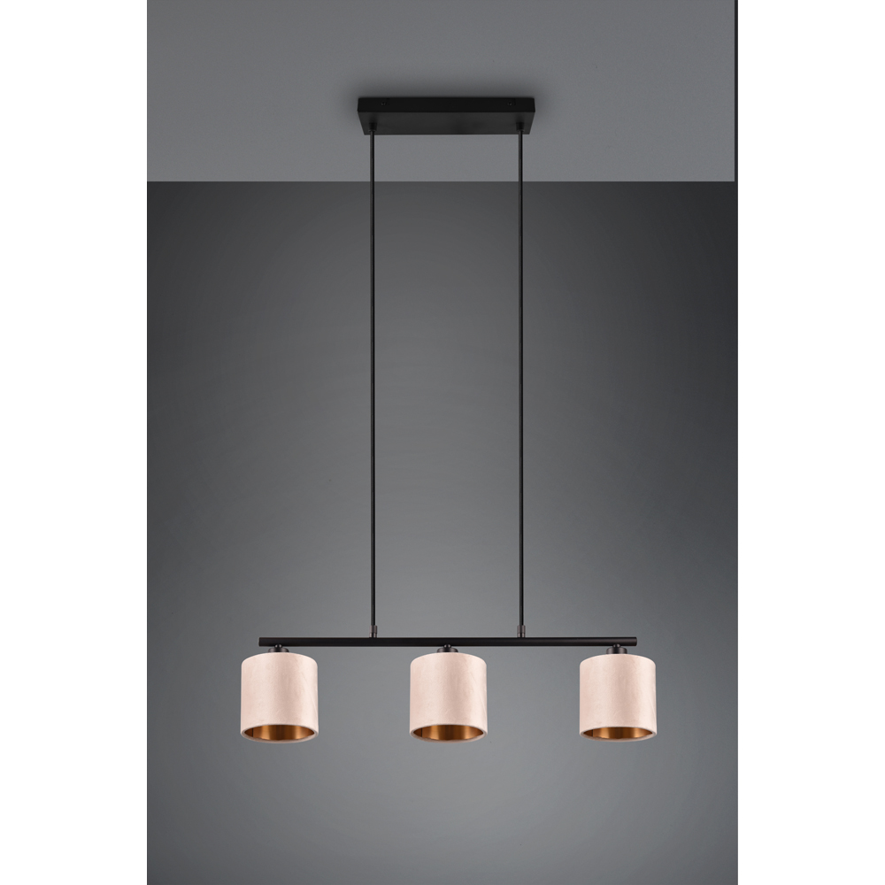 TRIO Julieta 3 Light Matt Black and Smoked Glass Ceiling Pendant Light Image 7