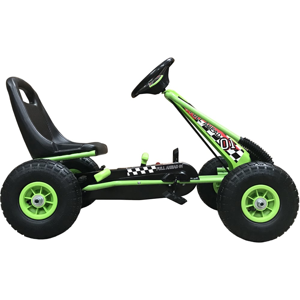 Kiddo Racer Go-Kart 4 Wheel Pedal Car Metal Frame - Green Image 3