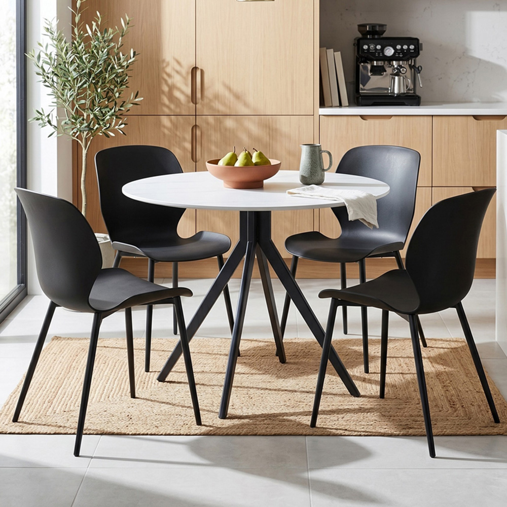 Core Products Aspen Carnaby 4 Seater Sintered Stone Plastic Round Dining Set Black Image 1