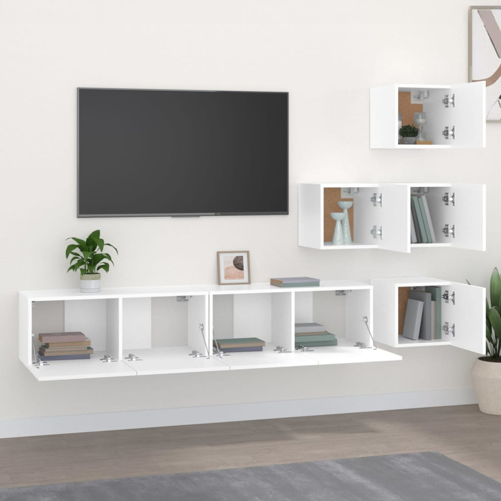vidaXL 8 Door White Wall Mounted TV Cabinet Image 1