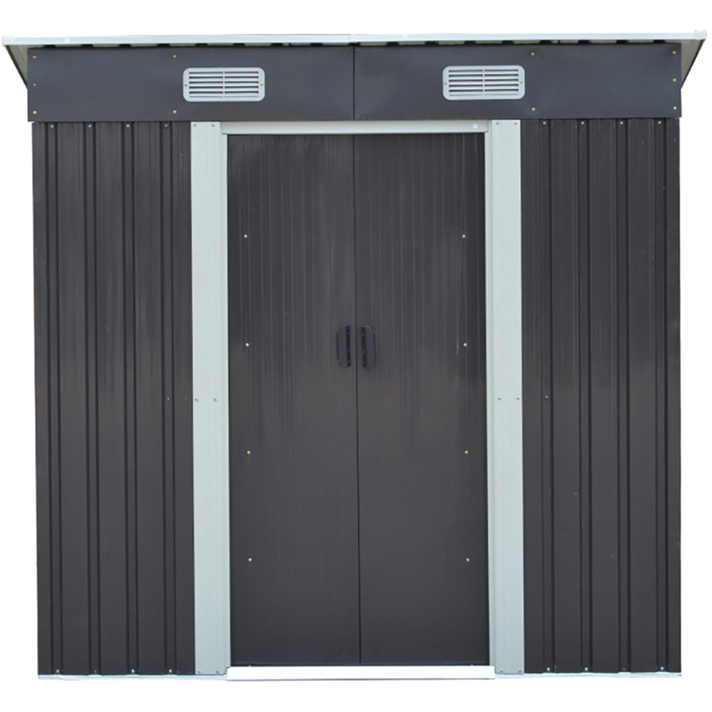 Living and Home 4 x 6ft Charcoal Black Metal Pent Garden Storage Shed Image 1