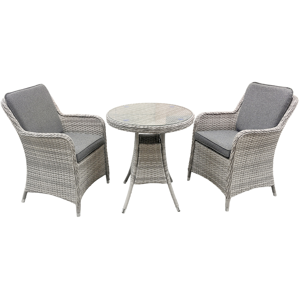 Oseasons Hampton 2 Seater Dove Grey and Dark Grey Rattan Bistro Set with Cushions Image 2