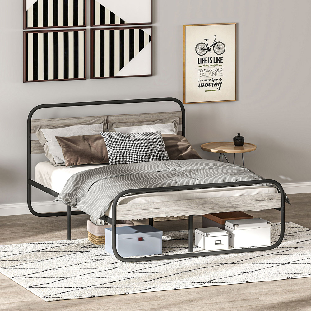 Portland King Size Metal Platform Bed Frame with Underbed Storage Image 2