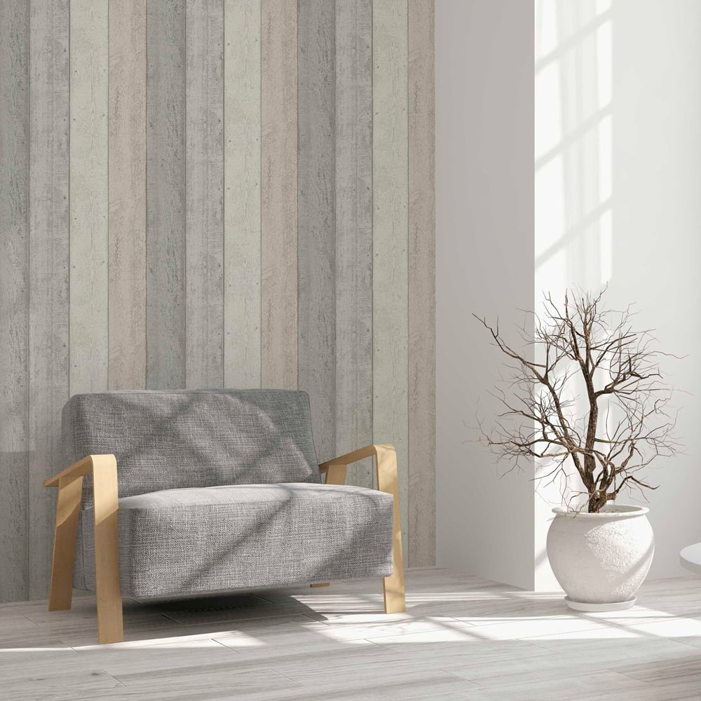 Arthouse Painted Wood Pink and Grey Wallpaper Image 5