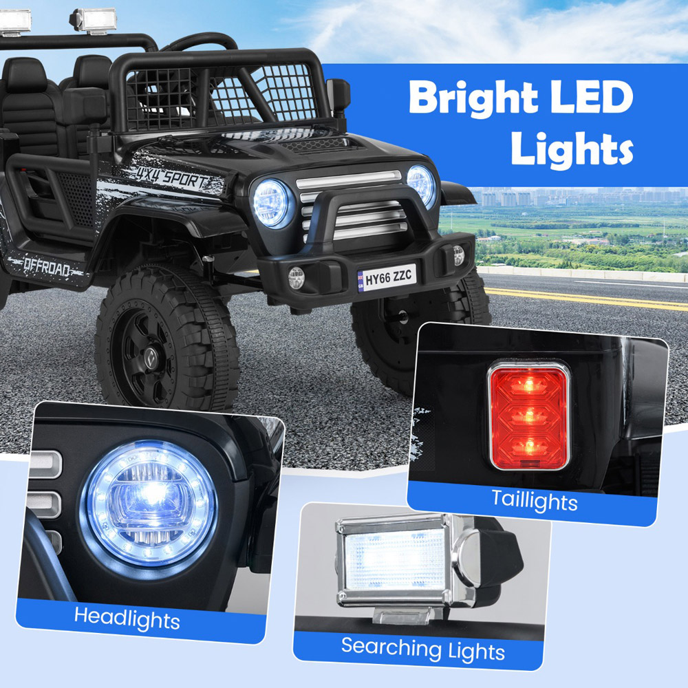 Costway Black Kids Ride On Truck Car with Remote Control and LED Light Image 5