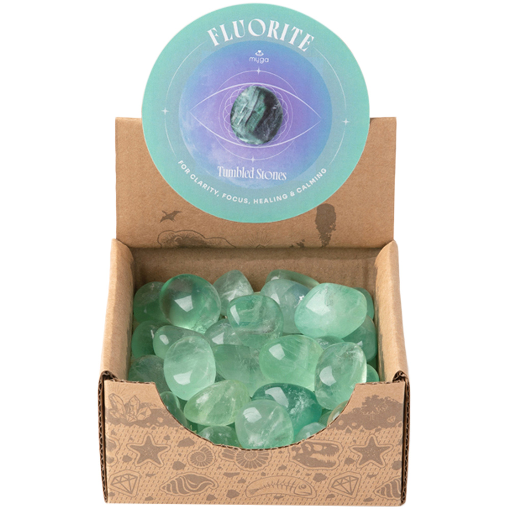 Myga 50 Piece Fluorite Tumbled Stone Display Image 1