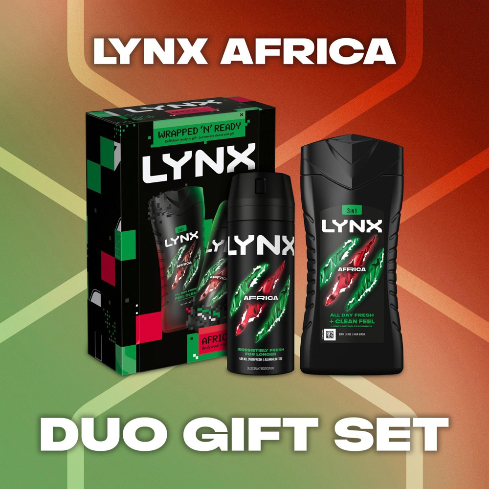 Lynx Africa Men's Body Wash and Body Spray Gift Set 2 Piece 2 Pack Image 4