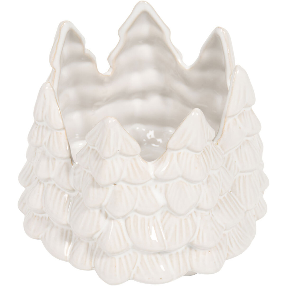 Glazed Tree Pillar Candle Holder - White Image 4