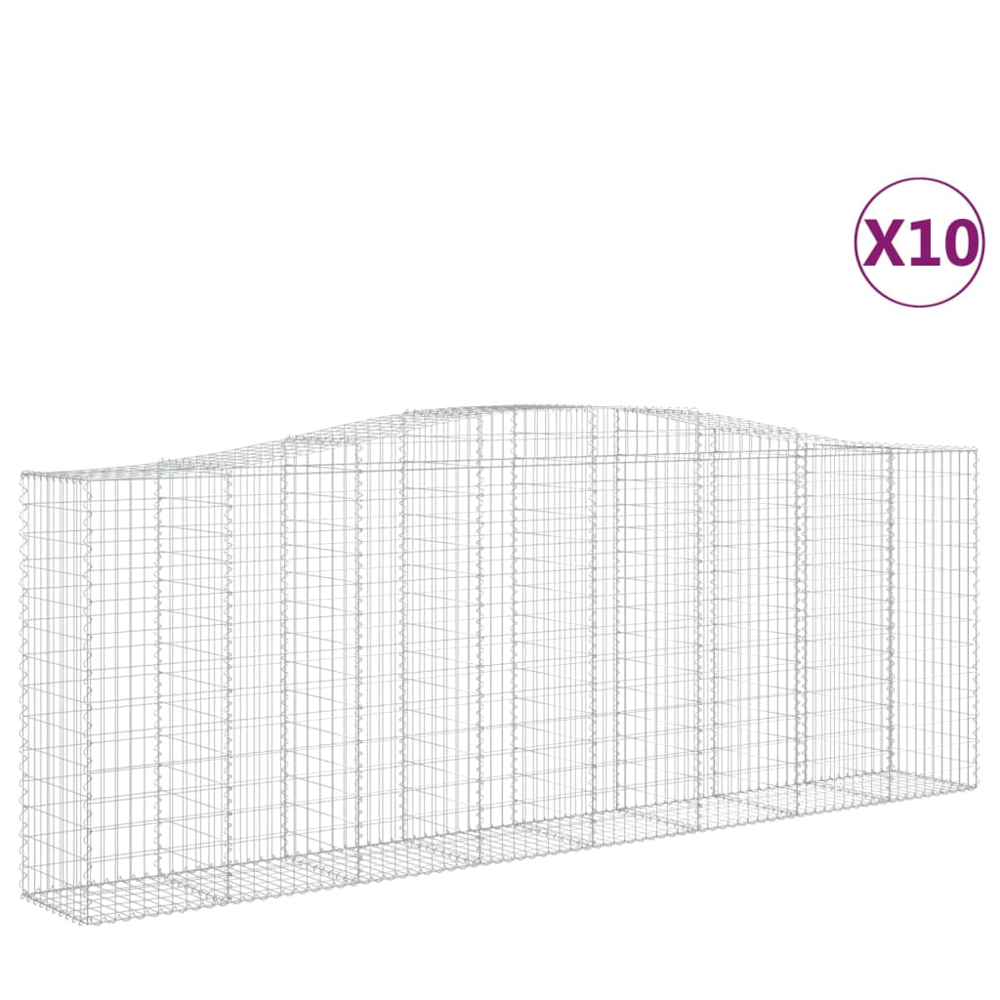 vidaXL Silver Galvanised Iron Arched Gabion Basket 400 x 50 x 140/160cm 10 Pack Image 2