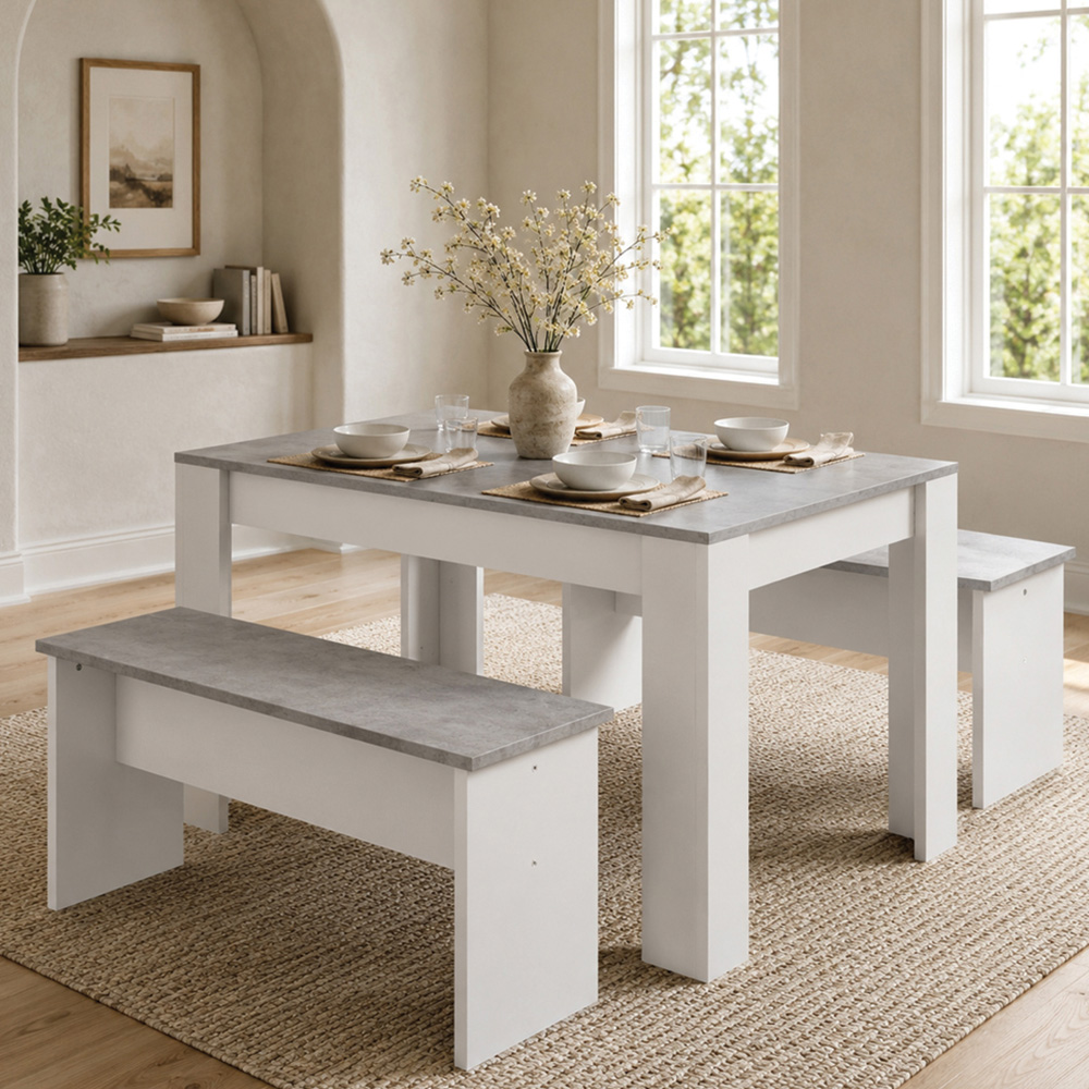 Abrihome 4 Seater Grey Dining Table Set Image 1