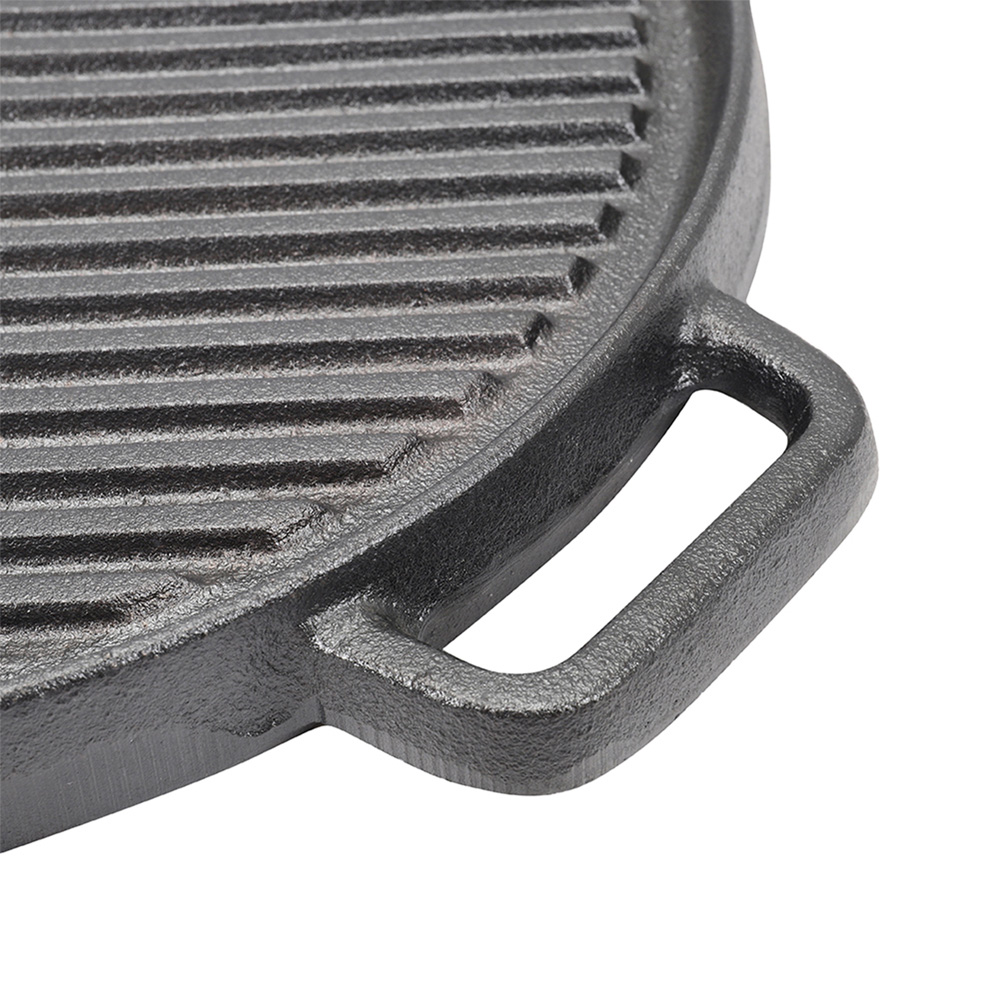 Living and Home 36 x 30cm Pre-Seasoned Cast Iron Round BBQ Grill Pan Image 5