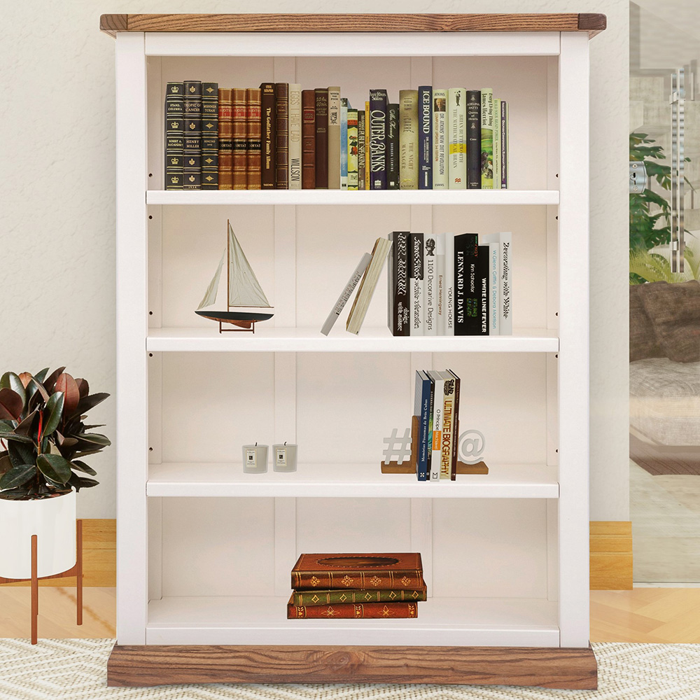 Tropea 4 Shelf Off White Wide Bookcase Image 1