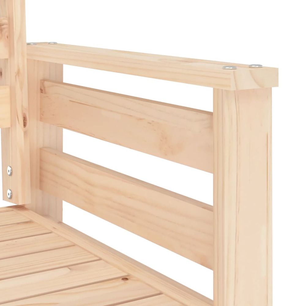 vidaXL 2 Seater Natural Solid Pine Wood Slatted Garden Companion Seat Image 6