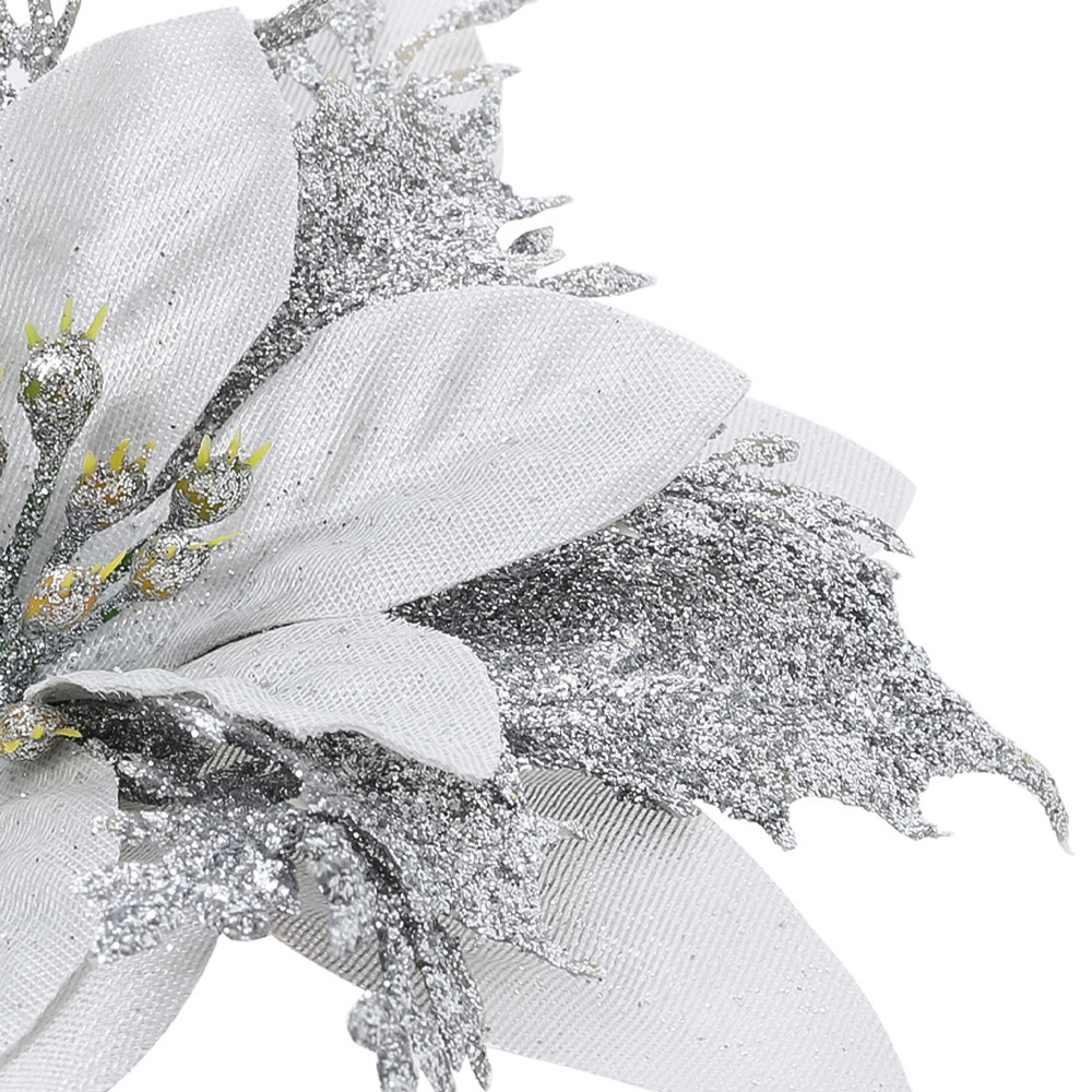 Living and Home Silver Flower Christmas Tree Ornament 24 Pack Image 6