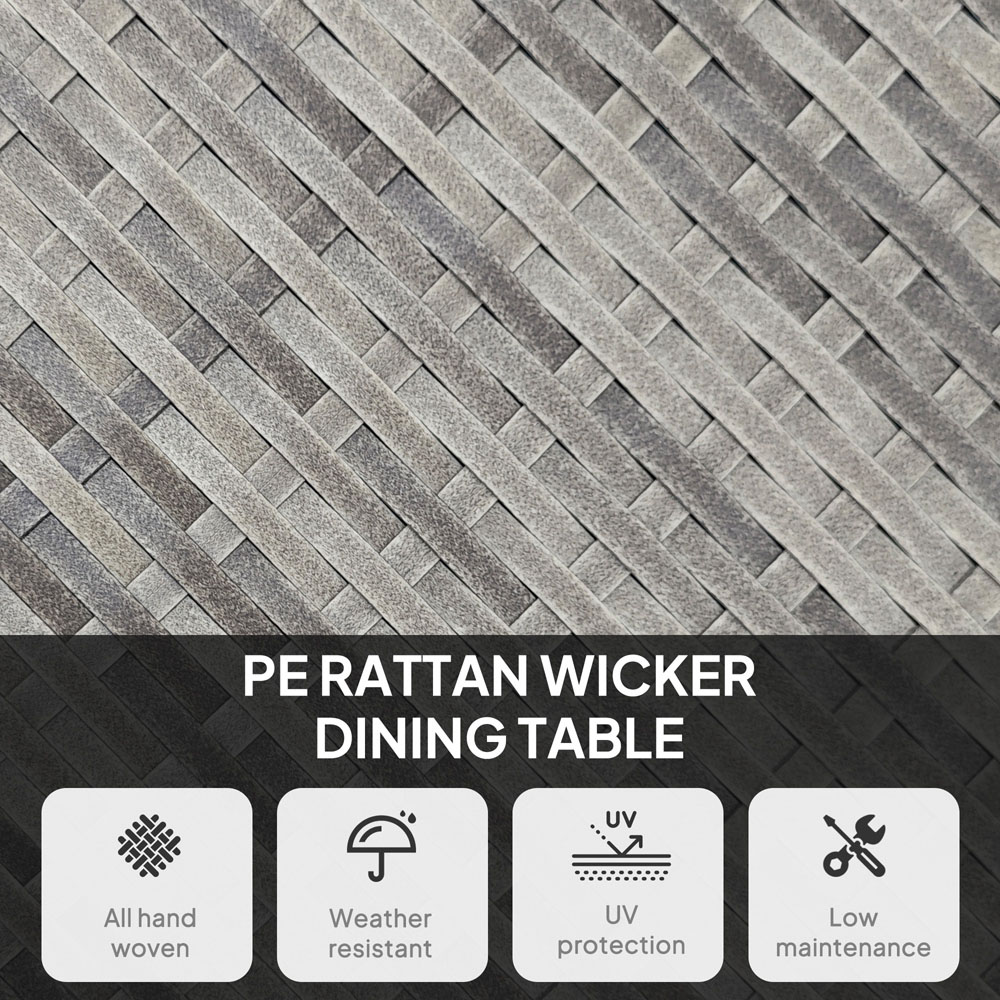 Outsunny 4 Seater Rattan Outdoor Dining Table Grey Image 6